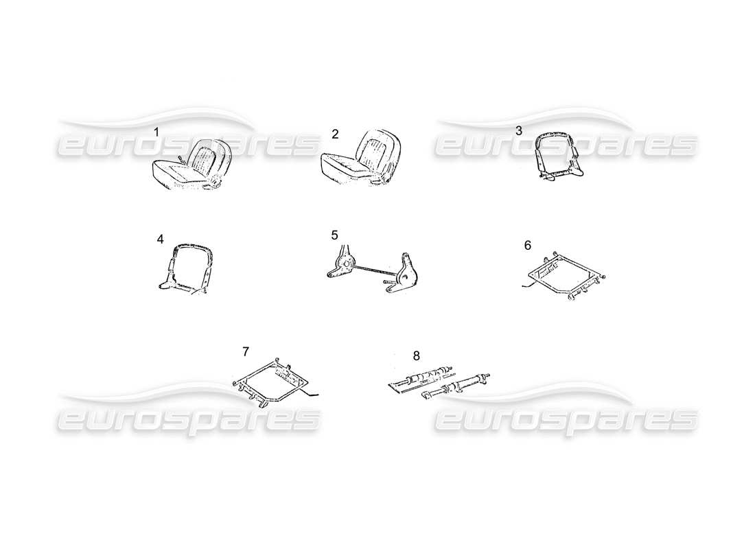 ferrari 250 gt (coachwork) schéma des pièces des sièges avant et arrière