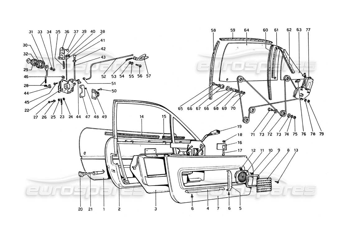 ferrari 365 gt4 berlinetta boxer schéma des pièces des portes