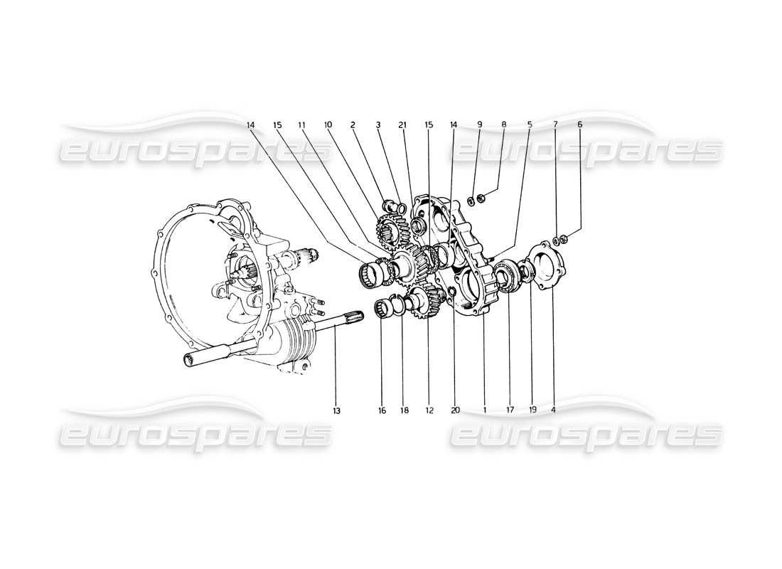 ferrari 365 gt4 berlinetta boxer schéma des pièces de transmission de boîte de vitesses