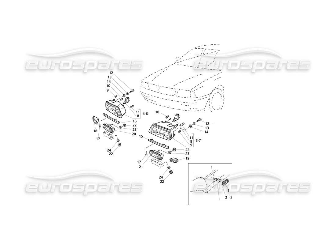 maserati qtp v6 evoluzione schéma des pièces des feux avant