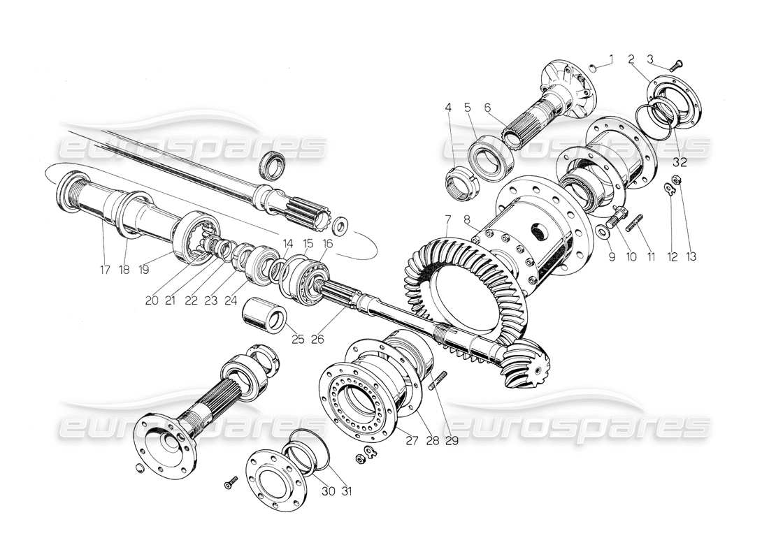 lamborghini countach 5000 qv (1985) différentiel diagramme de pièce