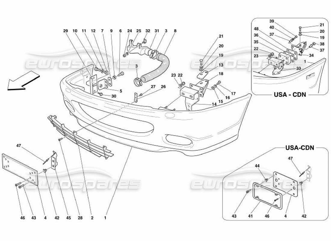 ferrari 575 superamerica pare-chocs avant schéma des pièces