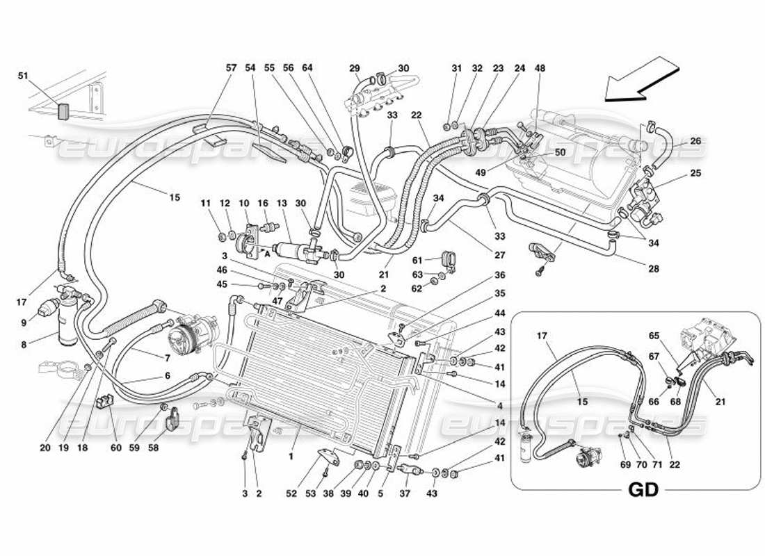 ferrari 575 superamerica schéma des pièces du système de climatisation