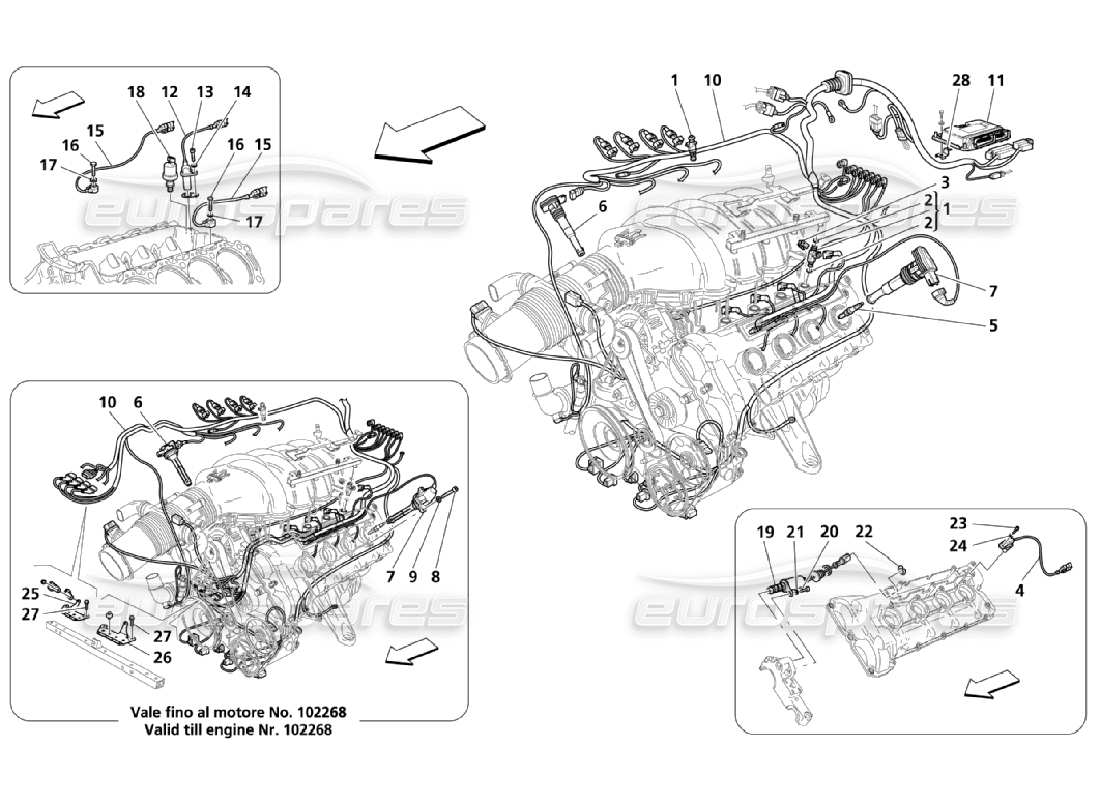 maserati qtp. (2006) 4.2 contrôle électronique : schéma des pièces d'injection et de contrôle de phase
