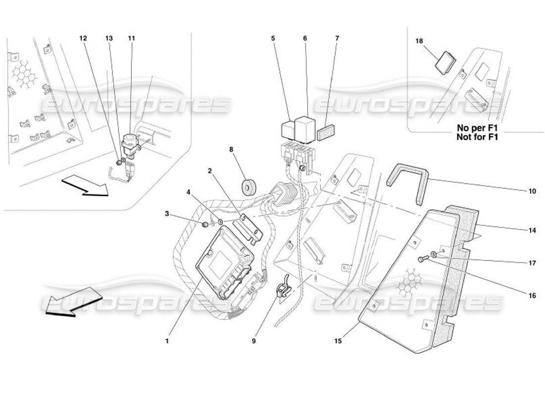 ferrari 575 superamerica schéma des pièces des postes de commande de l'habitacle arrière