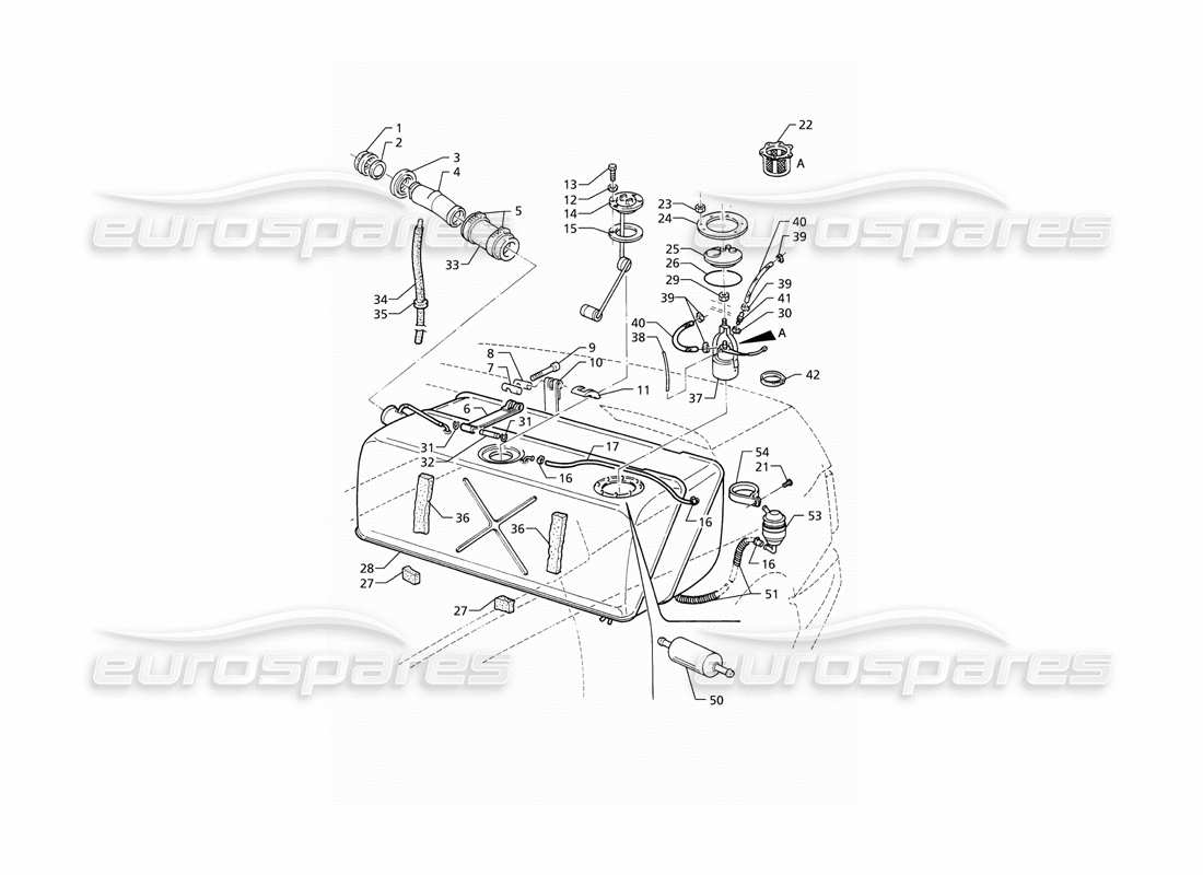 maserati qtp v6 (1996) réservoir de carburant schéma des pièces