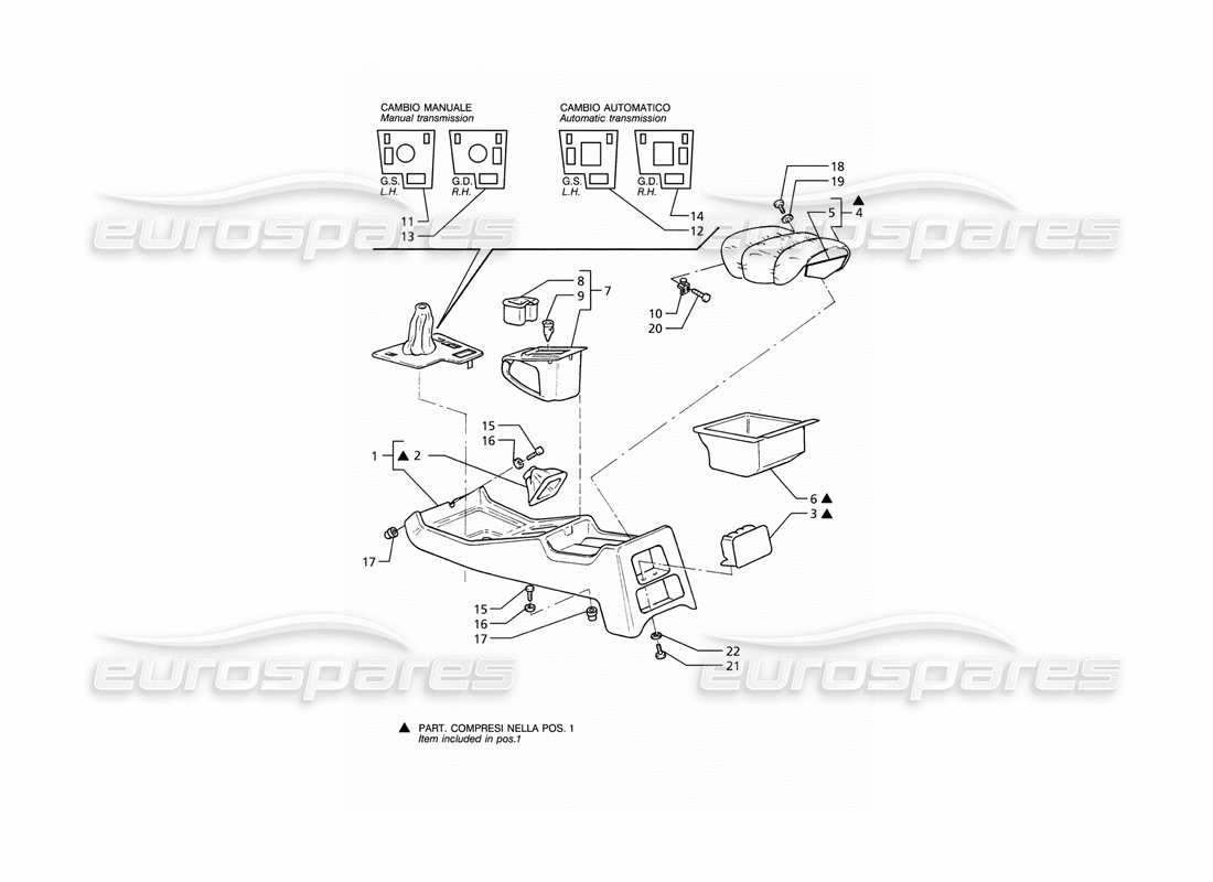 maserati ghibli 2.8 (abs) diagramme des pièces de la console