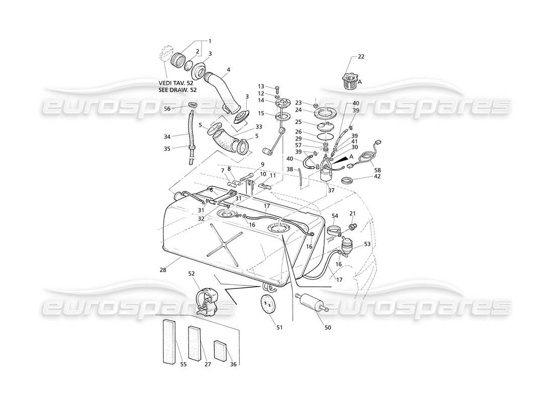 maserati qtp v8 evoluzione réservoir d'essence schéma des pièces