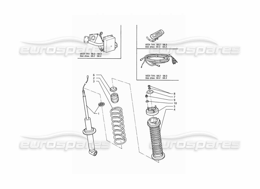 maserati ghibli 2.8 (abs) electronic control rear shock absorber part diagram