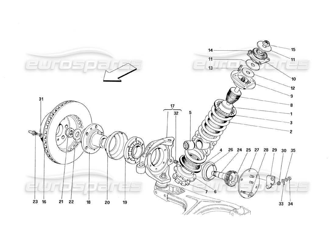 ferrari 348 (1993) tb / ts suspension avant - amortisseur et disque de frein schéma des pièces