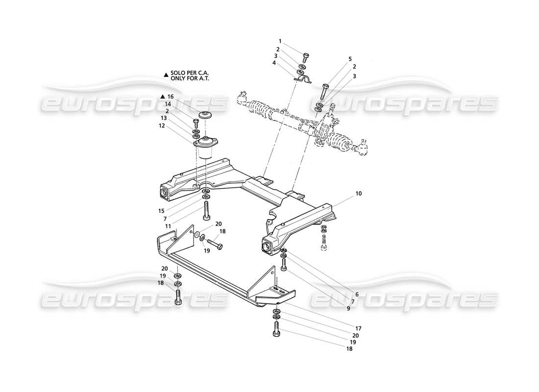 maserati qtp v6 evoluzione sous-châssis avant du boîtier de direction schéma des pièces