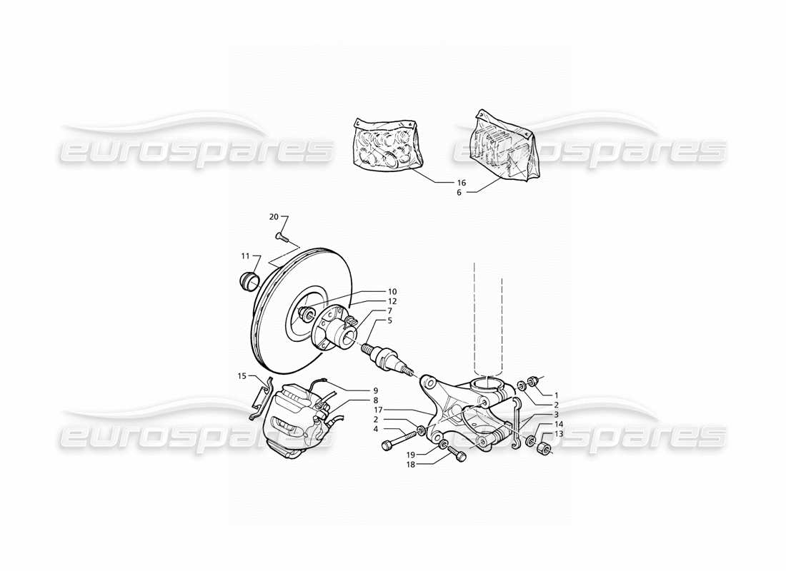 maserati ghibli 2.8 (abs) moyeux et freins avant avec diagramme de pièces abs