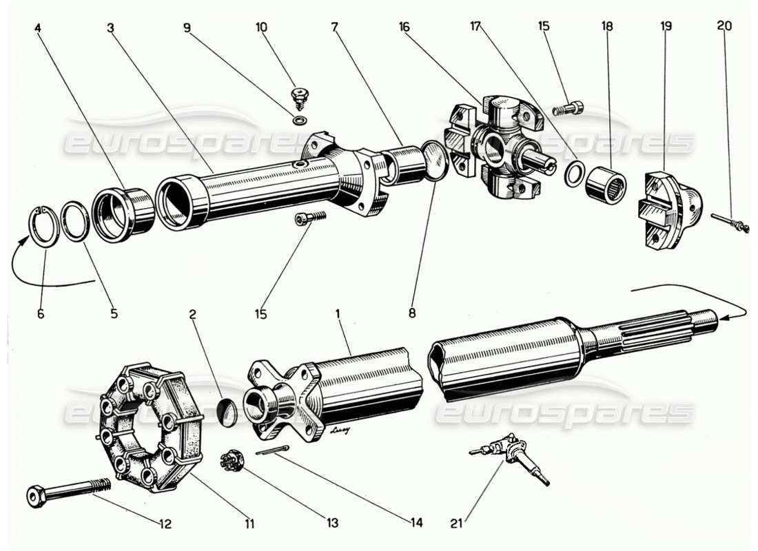 ferrari 330 gt 2+2 arbre de transmission schéma des pièces