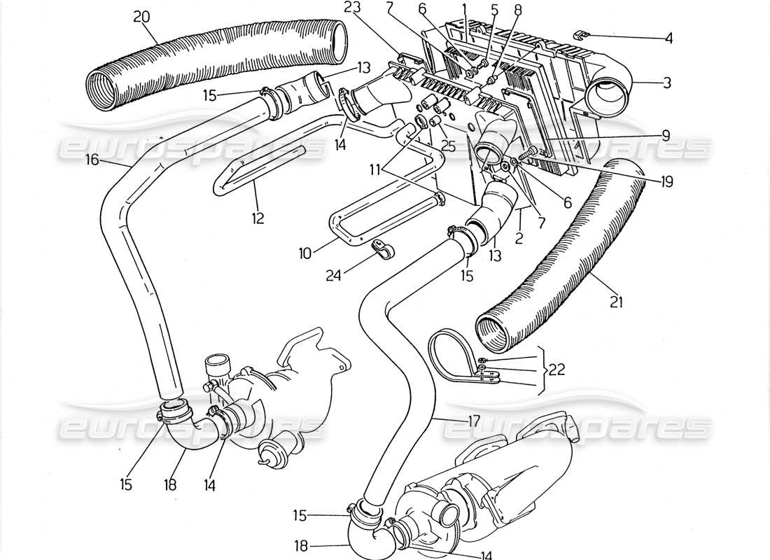 maserati 2.24v schéma des pièces du filtre à air et des tuyaux