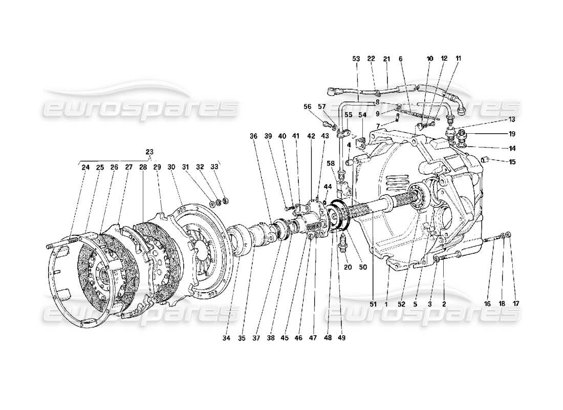 ferrari f40 schéma des pièces d'embrayage et de commande