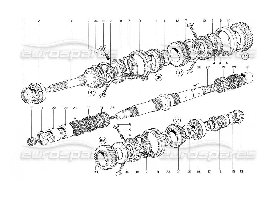 ferrari 400 gt (mechanical) diagramme de pièce de l'arbre intermédiaire (400 gt)