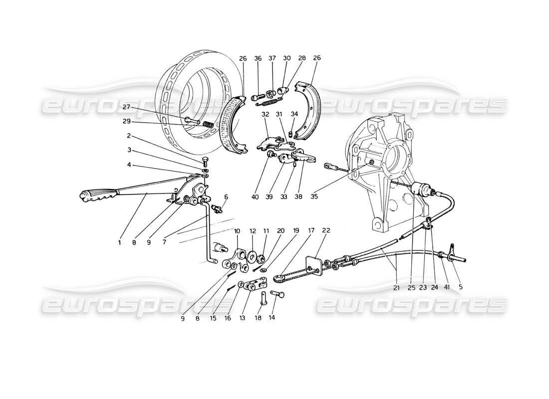 ferrari 365 gt4 berlinetta boxer schéma des pièces de commande du frein à main