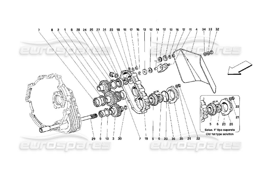 ferrari 512 tr schéma des pièces de transmission de boîte de vitesses