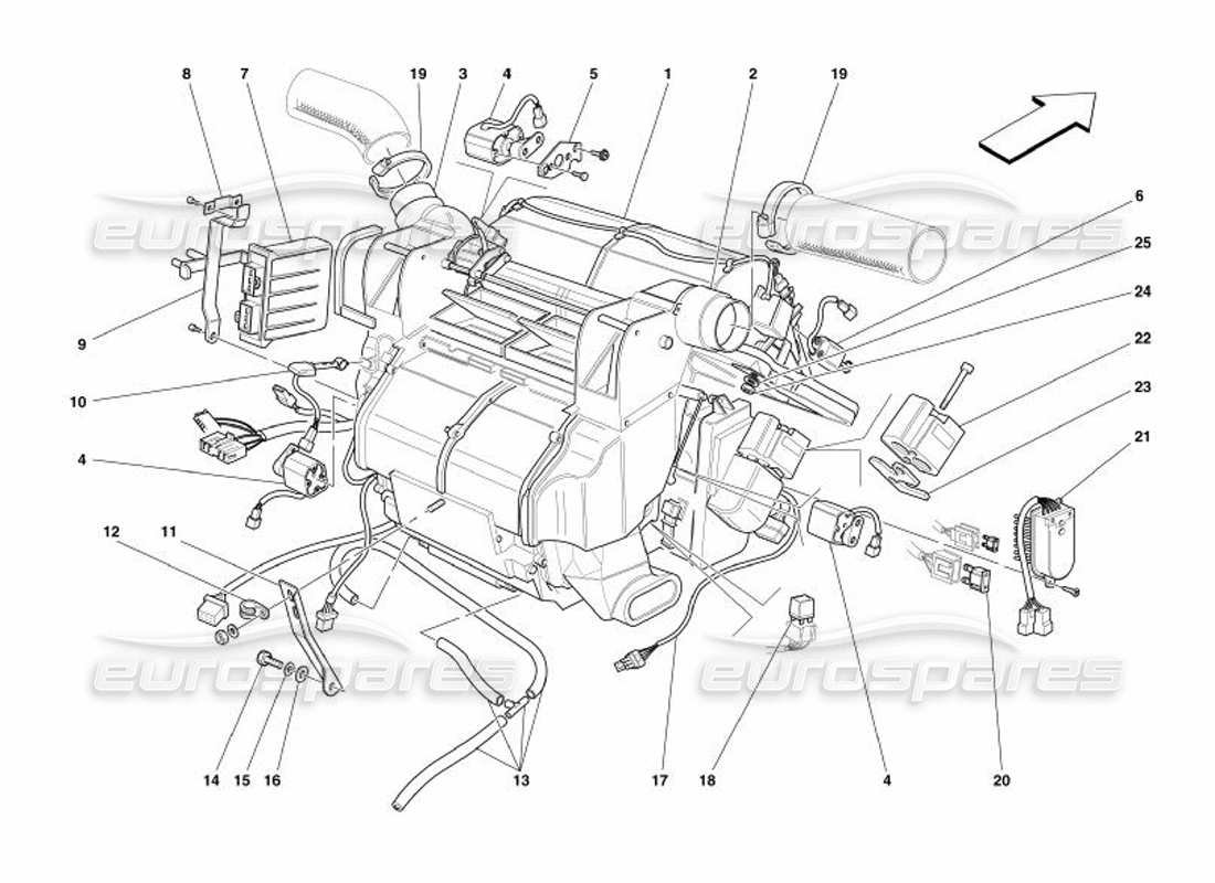ferrari 575 superamerica unité d'évaporateur et commandes schéma des pièces