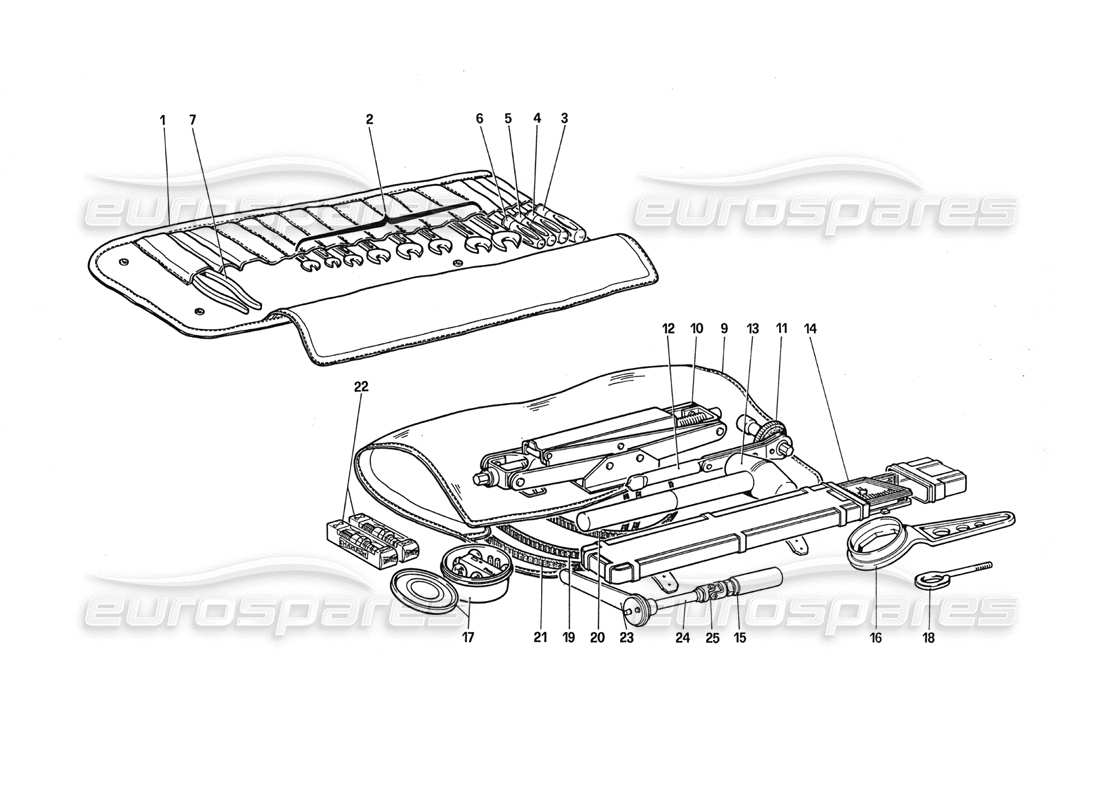 ferrari 288 gto diagramme des pièces de la boîte à outils