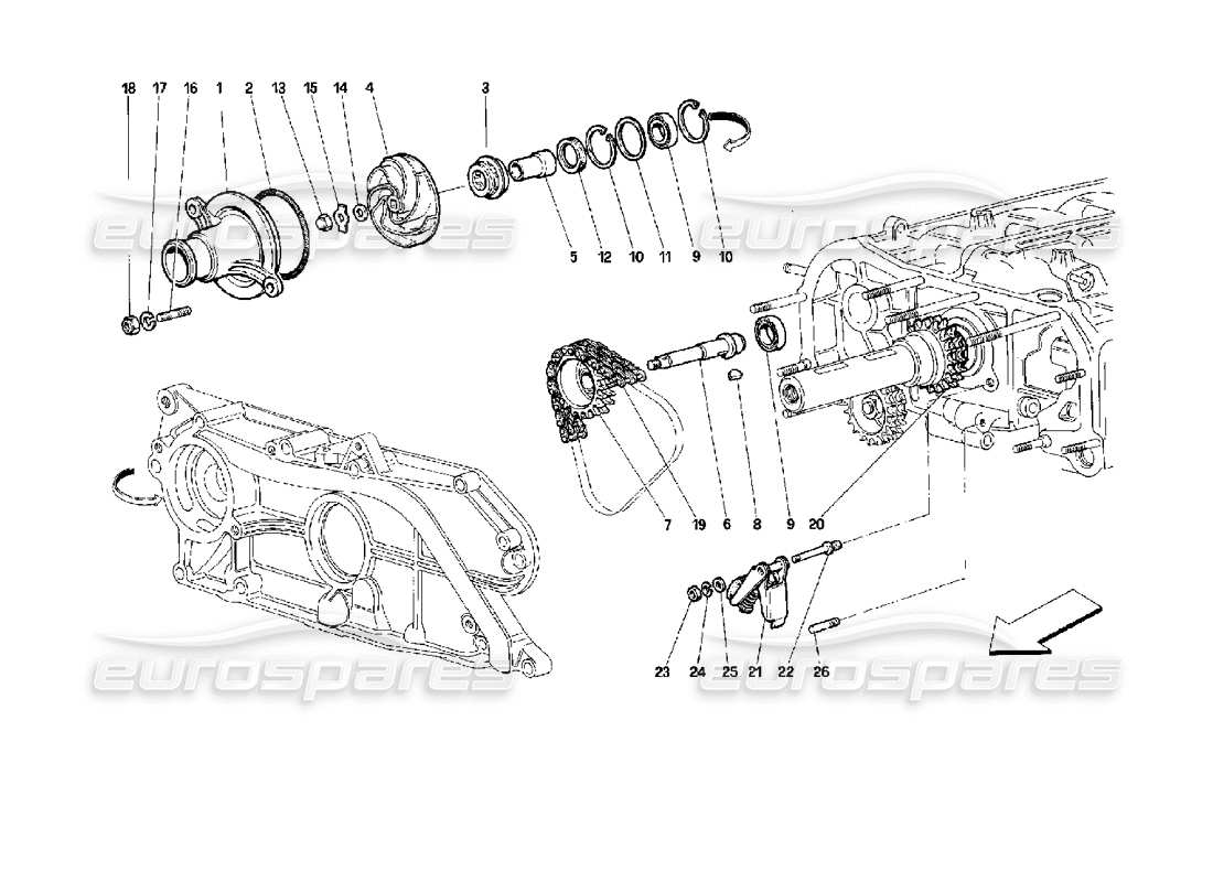 ferrari 512 tr pompe à eau schéma des pièces