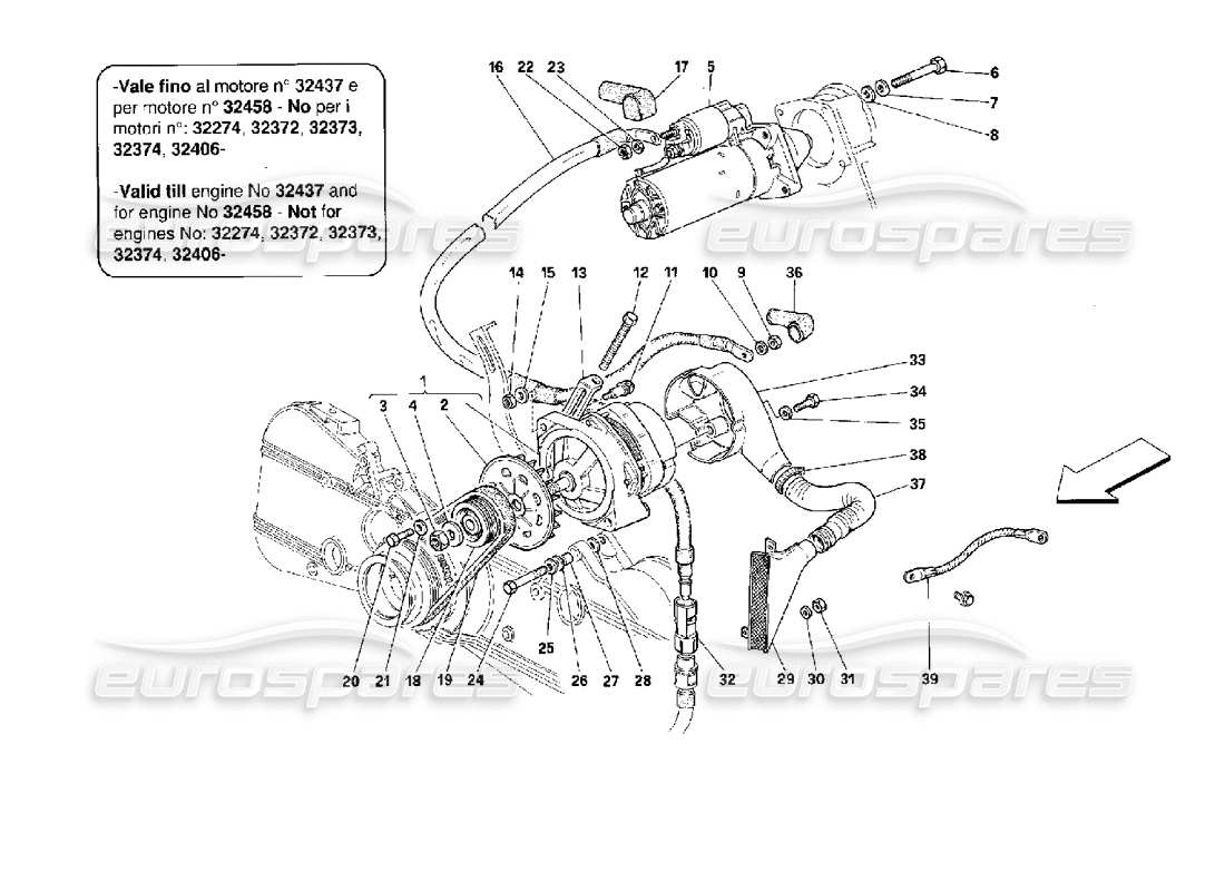 ferrari 512 tr générateur de courant - valable jusqu'au numéro de moteur... - schéma des pièces