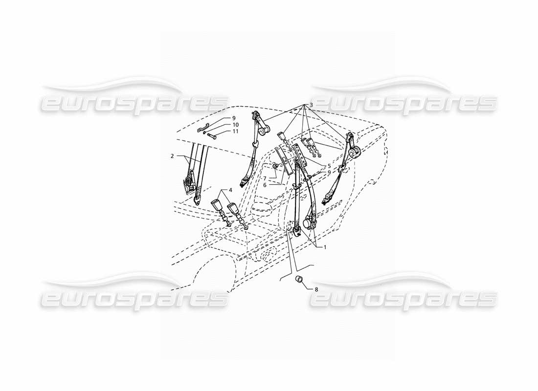 maserati qtp. 3.2 v8 (1999) la ceinture de sécurité schéma des pièces