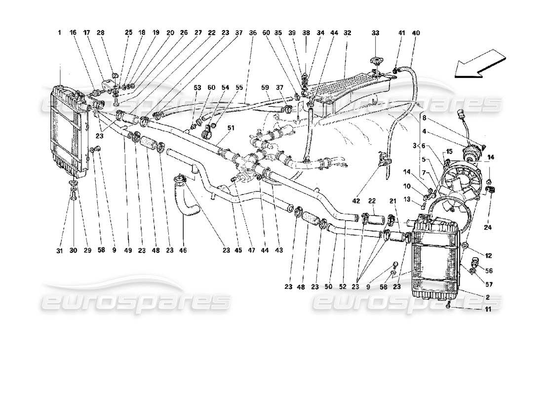 ferrari 512 tr système de refroidissement schéma des pièces