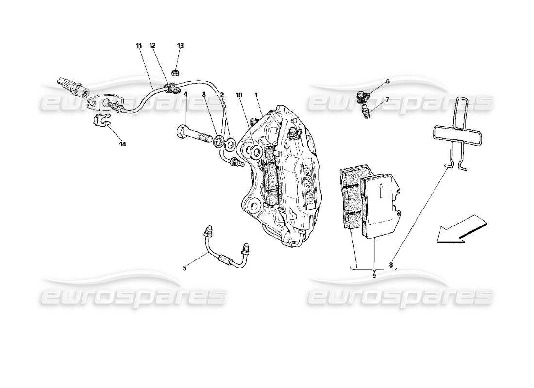 ferrari 512 tr schéma des pièces des étriers de freins arrière