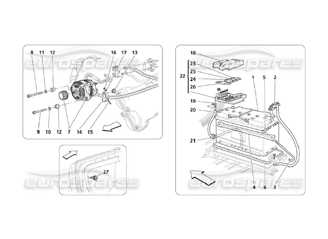 maserati qtp. (2006) 4.2 schéma des pièces de production d’énergie et de batterie