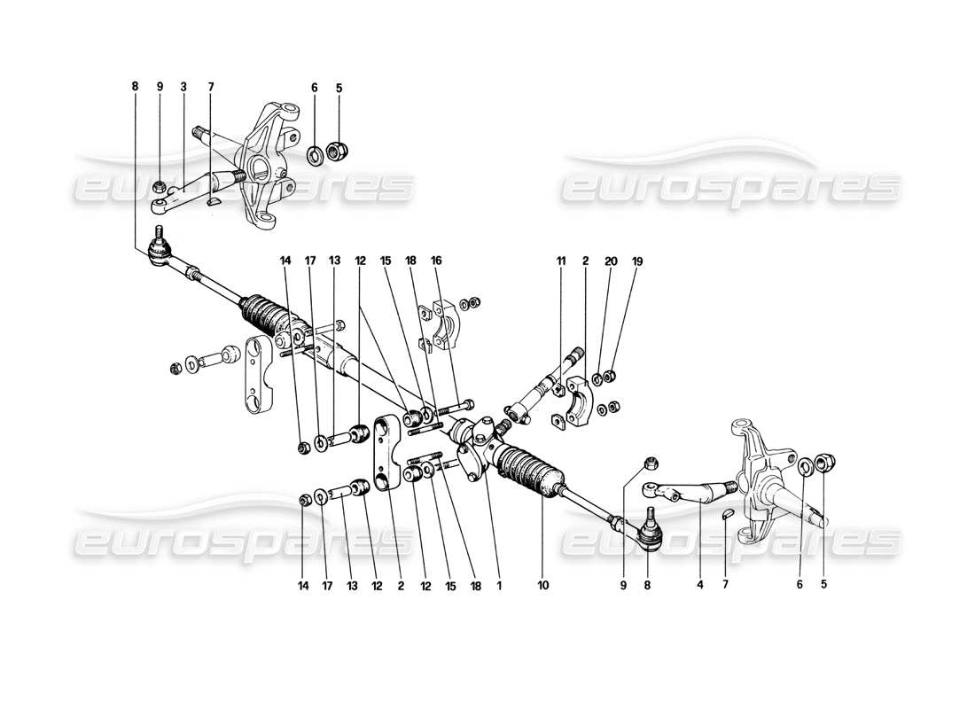 ferrari 512 bbi boîte de direction et tringlerie schéma des pièces