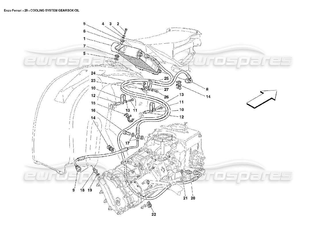 ferrari enzo schéma des pièces de l'huile de boîte de vitesses du système de refroidissement