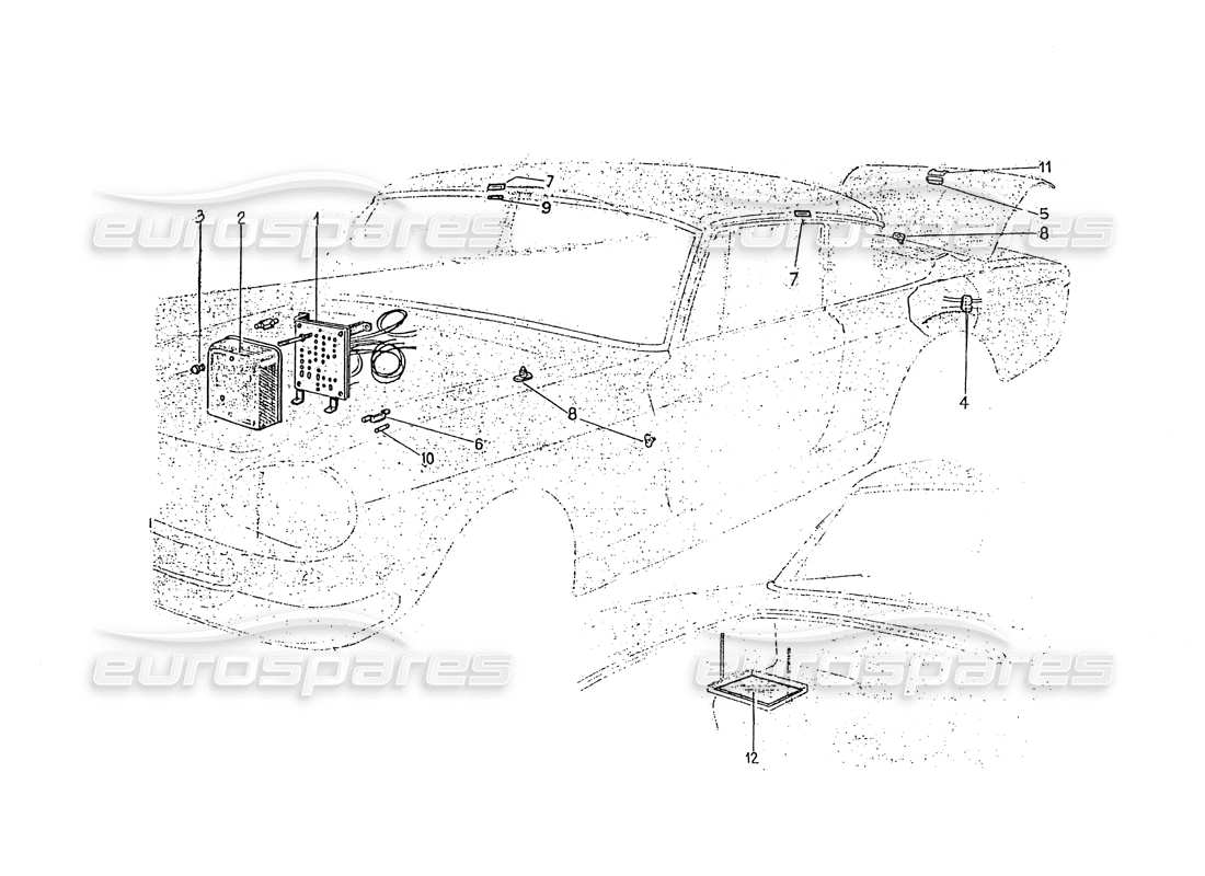 ferrari 330 gt 2+2 (coachwork) lumières intérieures schéma des pièces