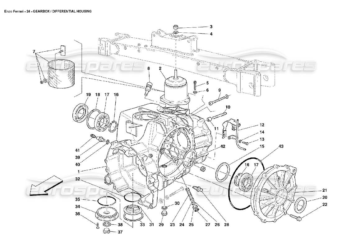 ferrari enzo boîte de vitesses - carter de différentiel schéma des pièces