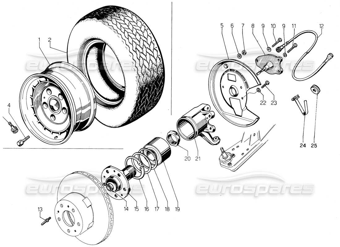 lamborghini urraco p300 schéma des pièces de la suspension avant