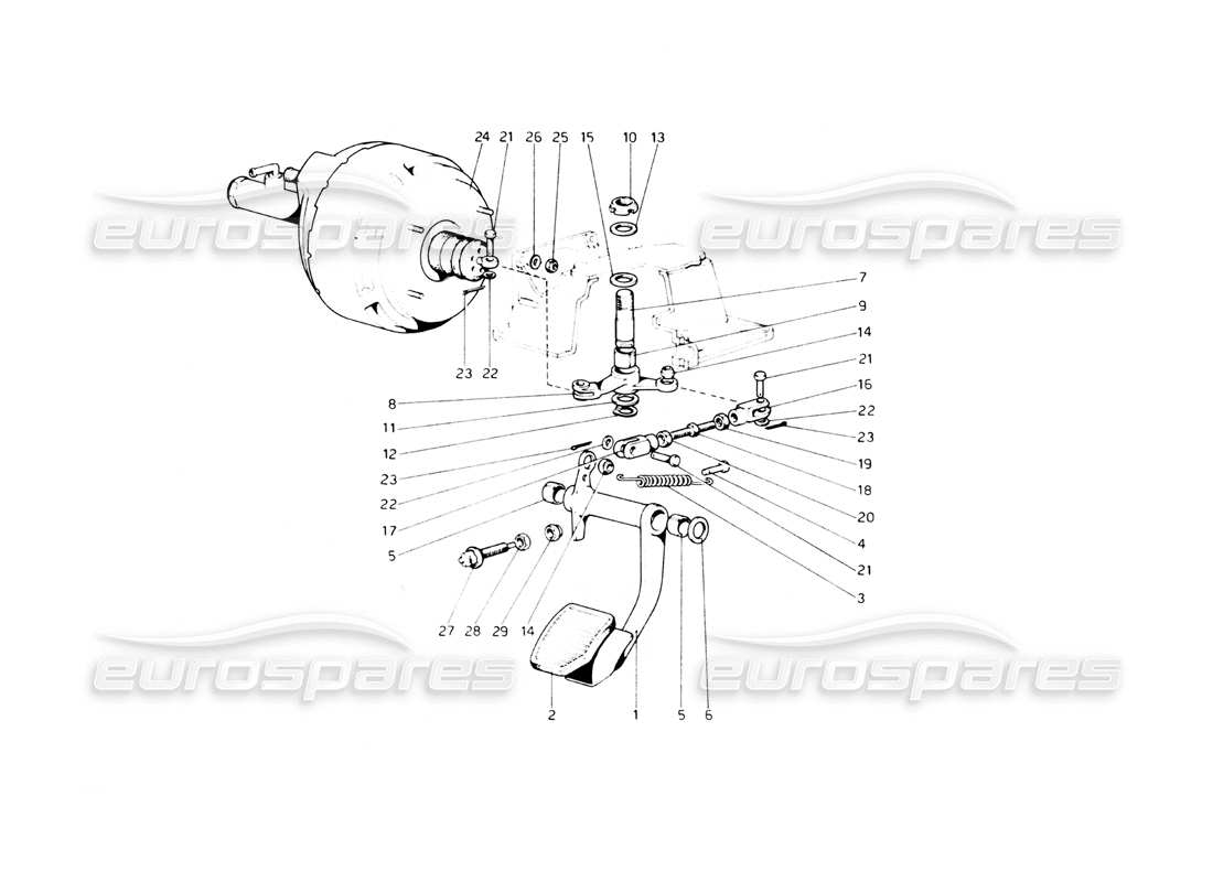 ferrari 512 bb système hydraulique de freinage (variantes pour la version rh d.) ​​schéma des pièces