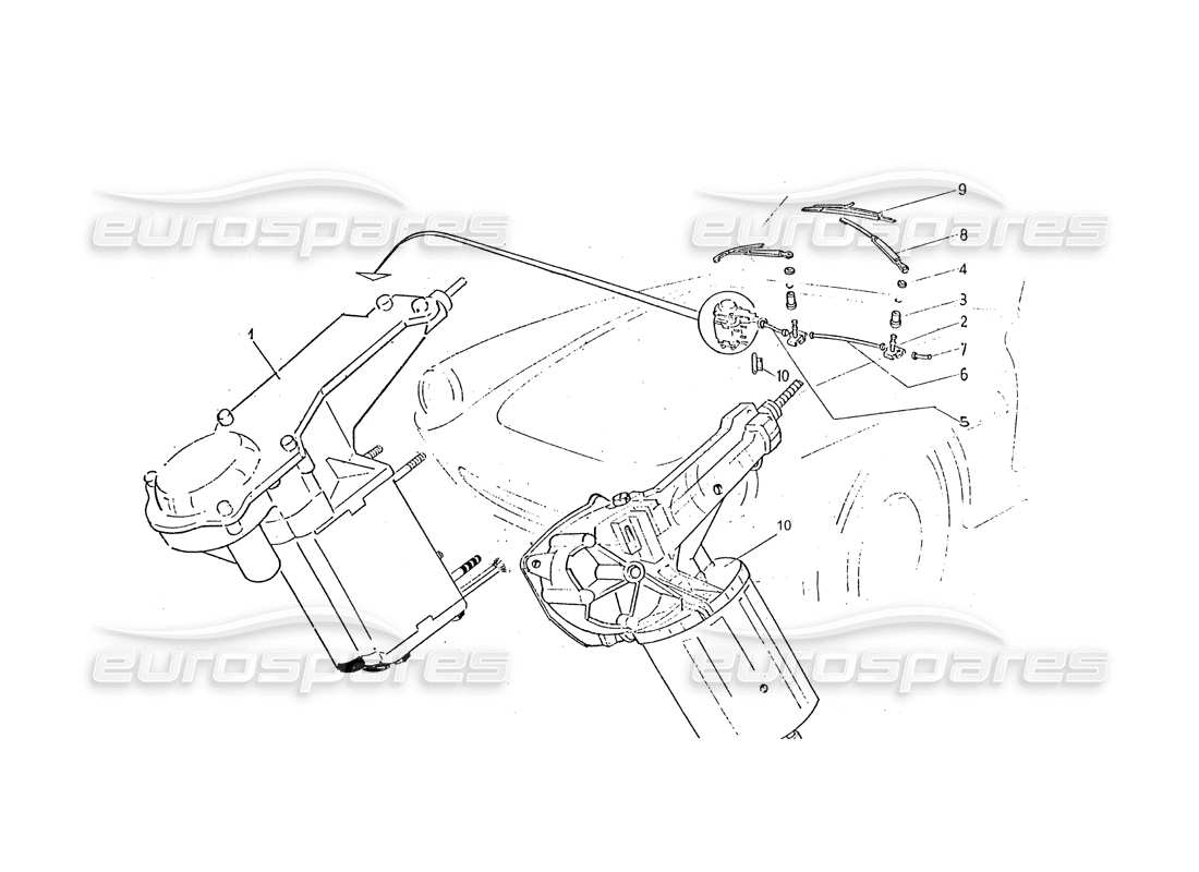 ferrari 330 gtc / 365 gtc (coachwork) schéma des pièces d'essuie-glace