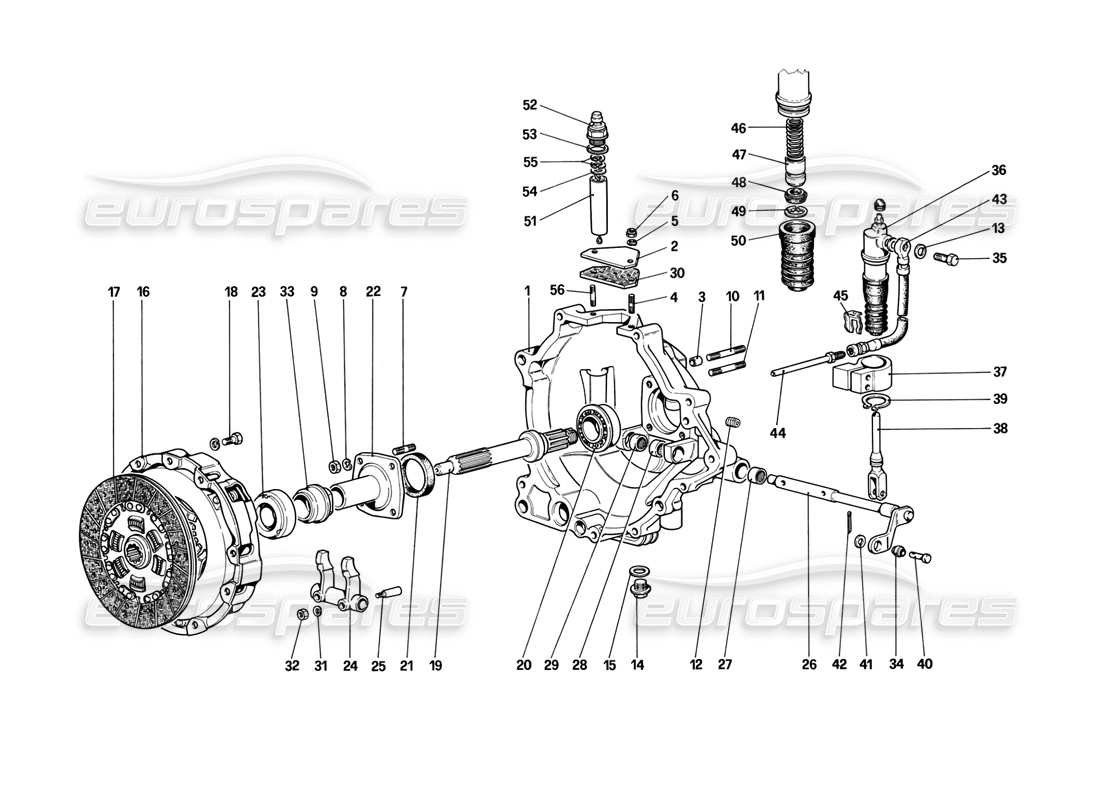ferrari mondial 3.2 qv (1987) embrayage et commandes schéma des pièces