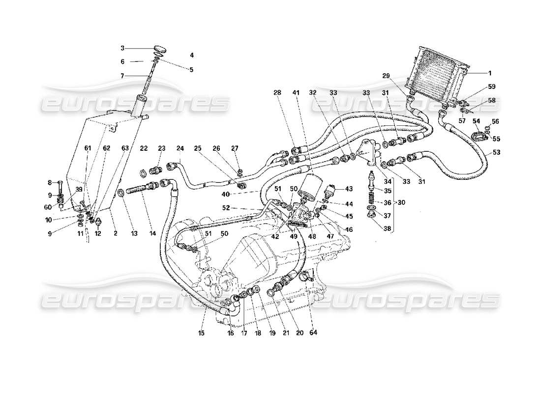 ferrari f40 schéma des pièces du système de lubrification