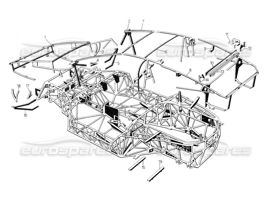 lamborghini countach 5000 qv (1985) schéma des pièces du châssis