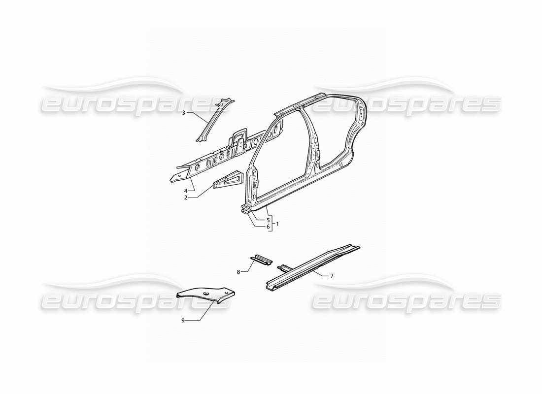 maserati qtp v6 (1996) coque du corps : panneaux latéraux schéma des pièces