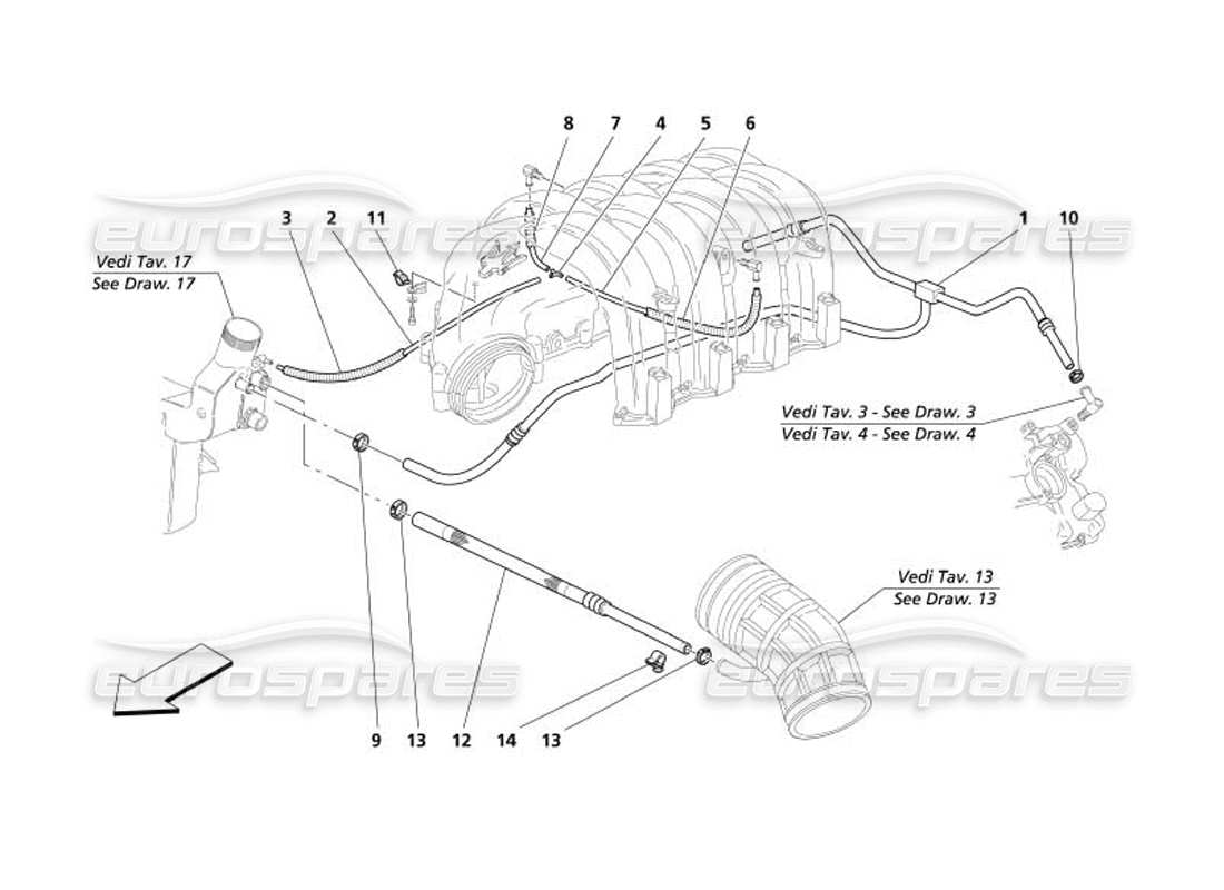 maserati 4200 spyder (2005) diagramme des pièces du système blow-by