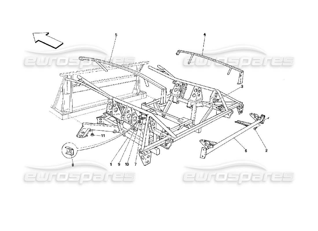 ferrari 512 tr schéma des pièces du cadre arrière