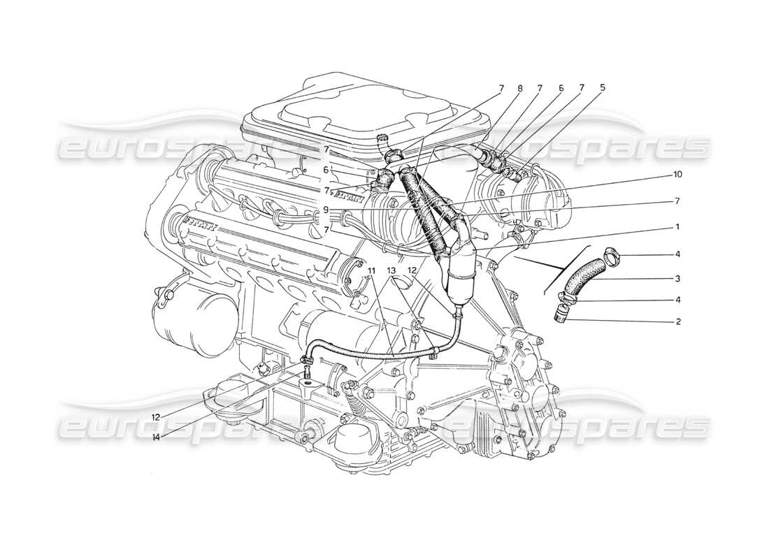 ferrari 208 gt4 dino (1975) diagramme des pièces du système blow-by