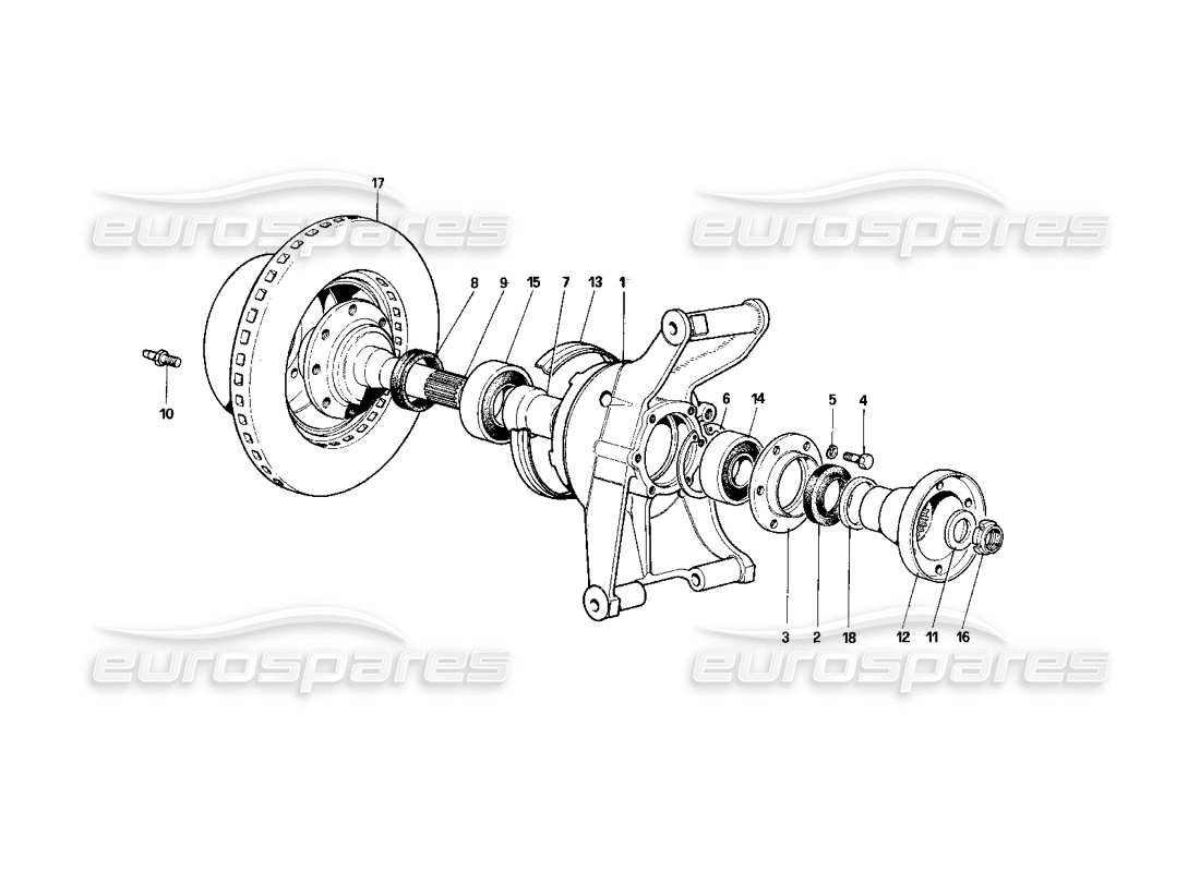ferrari 400i (1983 mechanical) suspension arrière - disque de frein schéma des pièces