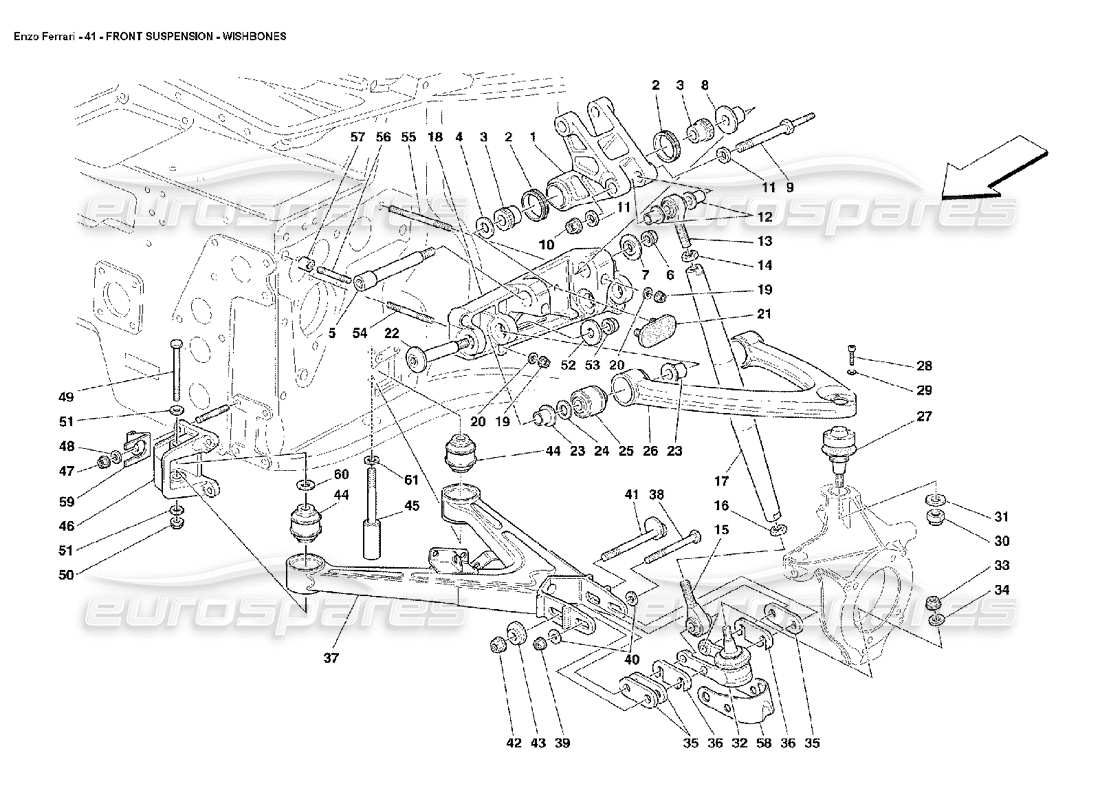 ferrari enzo schéma des pièces des triangles de suspension avant