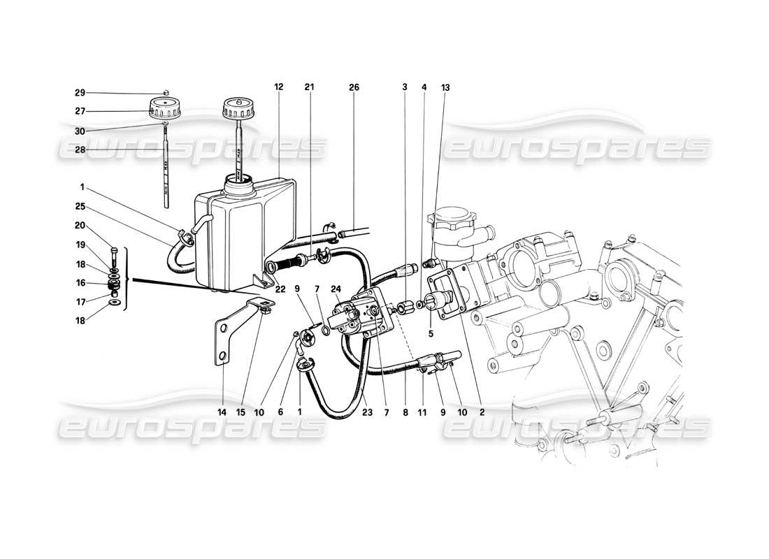ferrari 400i (1983 mechanical) suspension arrière - réservoir d'huile et pompe à huile schéma des pièces