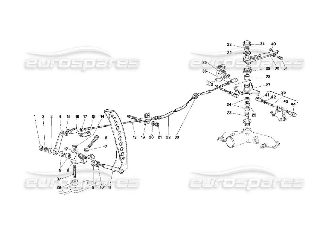 ferrari f40 schéma des pièces de commande de l'accélérateur