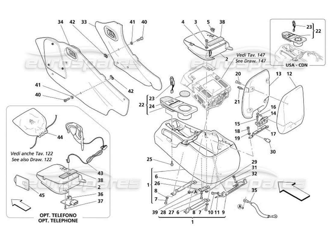 maserati 4200 spyder (2005) tunnel - ossature et accessoires schéma des pièces