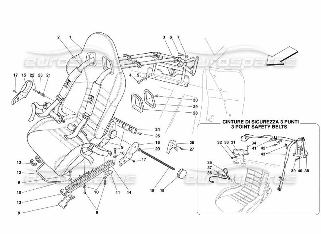 ferrari 575 superamerica diagramme des pièces des ceintures de points racing seat-4
